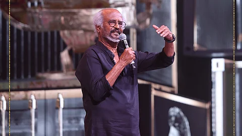 Actor Rajinikanth at the Coolie music launch event...