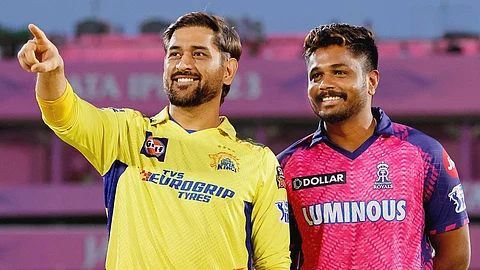 MS Dhoni with Sanju Samson.