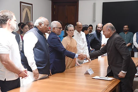 INDIA alliance Vice-Presidential nominee B Sudershan Reddy files his nomination