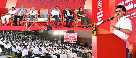 மாநில சுயாட்சி குறித்த முதல் தேசியக் கருத்தரங்கில் உரையாற்றும் முதல்வர் மு.க.ஸ்டாலின்