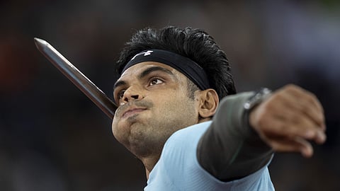 Neeraj Chopra of India competes in the men's javelin competition during the World Athletics Diamond League final 2025.