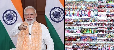 பிகாரில் மகளிா் சுயஉதவிக் குழுக்களுக்கான கூட்டுறவு சங்கத்தை காணொலி வழியாக செவ்வாய்க்கிழமை தொடங்கி வைத்த பிரதமா் நரேந்திர மோடி.
