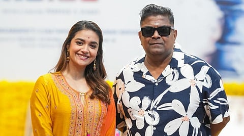 keerthy suresh, mysskin at film pooja.