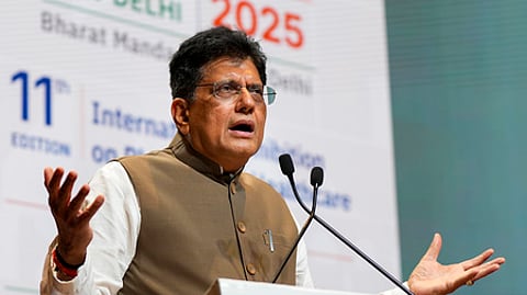 புது தில்லியில் வியாழக்கிழமை நடைபெற்ற நிகழ்ச்சியில் பேசிய மத்திய வா்த்தகத் துறை அமைச்சா் பியூஷ் கோயல்.