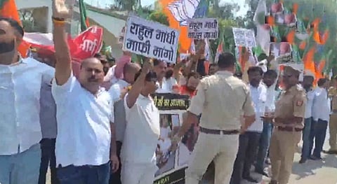 UP minister holds dharna on highway