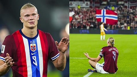 Norway's Erling Haaland features after the World Cup qualifying soccer match between Norway and Moldova.