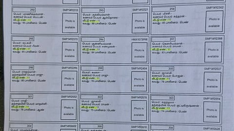 ஒரே வீட்டு எண்ணில் உள்ள 79 வாக்காளா்களின் பெயா் கொண்ட பட்டியல்.