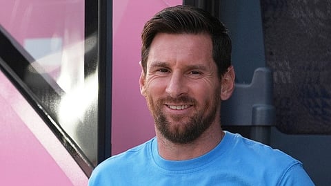Inter Miami forward Lionel Messi arrives for an MLS soccer match