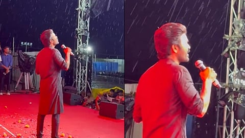 Dhanush sang a song in the pouring rain...