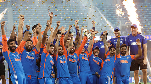 Indian team players celebrate victory without Asia Cup