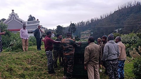சிறுத்தையைப் பிடிக்கும் பணி தீவிரம்: கூண்டை இடமாற்றிய வனத் துறையினா்