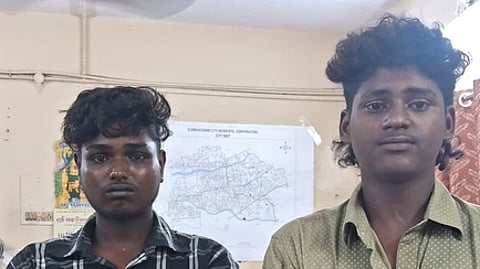 மளிகை கடையின் மேற்கூரையை
பிரித்து திருடிய 2 போ் கைது