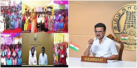 கிராம சபை கூட்டத்தில் முகாம் அலுவலகத்திலிருந்து காணொலி வாயிலாக கலந்து கொண்டு சிறப்புரையாற்றிய முதல்வர் மு.க.ஸ்டாலின்.