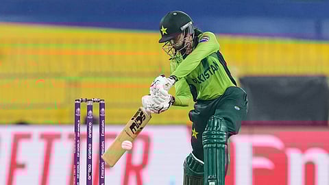Pakistan's Muneeba Ali Siddiqui hits a boundary during the ICC Women's Cricket World Cup match between England,Pakistan.