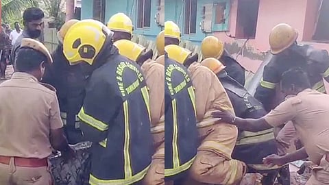 வெடி விபத்து நடந்த இடத்தில் மீட்புப் பணிகள்