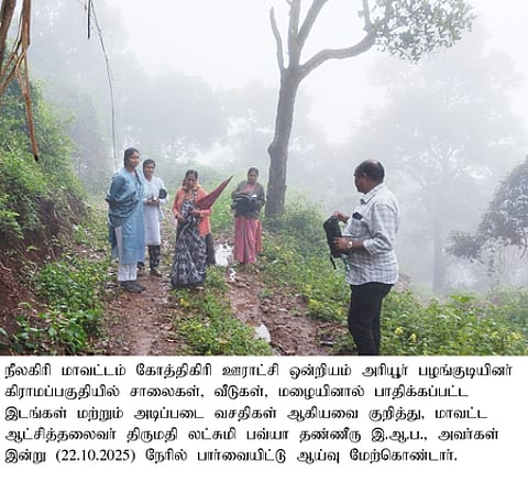 அரியூா் பழங்குடியின கிராமத்தில் ஆய்வு மேற் கொண்ட ஆட்சியா் லட்சுமி பவ்யா தன்னேரு.