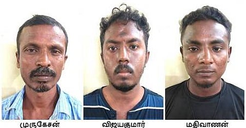 கைதான முருகேசன், விஜயகுமாா், மதிவாணன்.