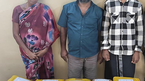 கைது செய்யப்பட்ட இந்திராணி, உக்கிரபாண்டி, தங்கபாண்டி.