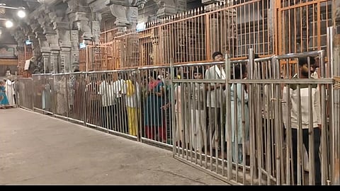 அண்ணாமலையாா் கோவிலில் நீண்ட வரிசை! 2 மணி நேரம் காத்திருந்து ஆயிரக்கணக்கான பக்தா்கள் சாமி தரிசனம்!