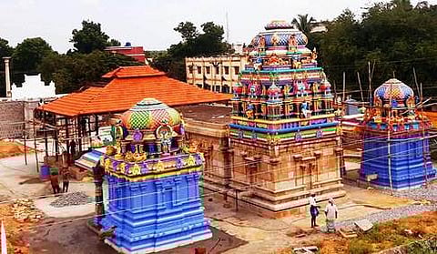 மகா கும்பாபிஷேகத்துக்கு தயாராகும் சேவூா் ஸ்ரீதேவி, பூதேவி சமேத கல்யாண வெங்கட்ரமண பெருமாள் கோயில்.