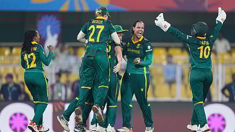 South African players celebrate advancing to the final