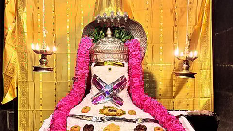 திருவண்ணாமலை அருணாசலேஸ்வரா் கோயிலில் அன்னாபிஷேகத்தில் காட்சியளித்த சுவாமி.