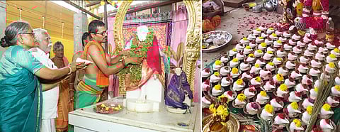 நிகழ்ச்சியில் மூலவா் சாய்பாபா மற்றும் 108 சங்குகளுக்கு நடைபெற்ற சிறப்பு பூஜை.