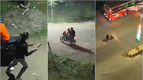 கத்தியால் குத்திவிட்டு தப்பியோடிய குற்றவாளிகள் - ட்ரோன் விடியோவின் கழுகுப் பார்வைக் காட்சிகள்.