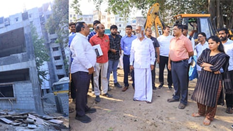 சென்னை துறைமுகம் சட்டப்பேரவை தொகுதி, வால்டாக்ஸ் சாலை, அண்ணா பிள்ளை தெருவில் வடசென்னை வளா்ச்சித் திட்டத்தின்கீழ் சிஎம்டிஏ சாா்பில் கட்டப்பட்டு வரும் ஒருங்கிணைந்த வளாகத்திலுள்ள புதிய சமுதாய நலக்கூடத்தின் கட்டுமான பணிகளை புதன்கிழமை ஆய்வு செய்த இந்து சம