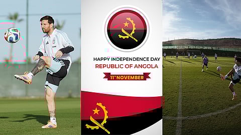 மெஸ்ஸி, அங்கோலாவின் போஸ்டர், ஆர்ஜென்டீன அணியினர்.