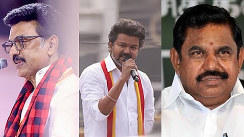 மு.க.ஸ்டாலின், விஜய், எடப்பாடி பழனிசாமி.