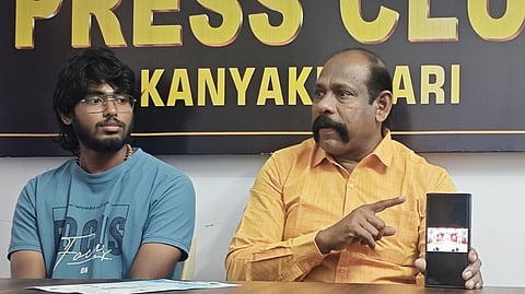 செய்தியாளா்களிடம் பேசிய கராத்தே ராஜ்.