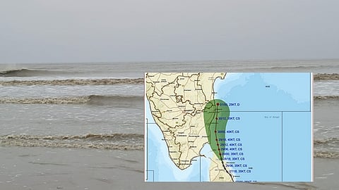 கடல் கொந்தளிப்பு , உள்படம்: டிட்வா புயல் நகர்வு