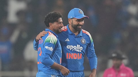 Kuldeep Yadav with Rohit Sharma
