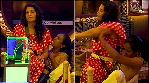 சுபிக்ஷா மீது அமர்ந்துகொண்டுள்ள சான்ட்ரா