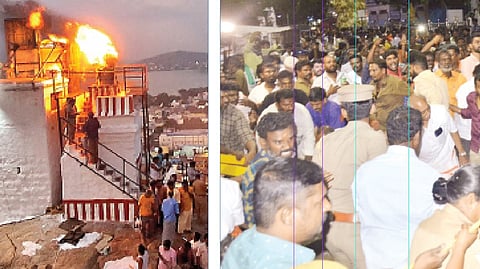 திருப்பரங்குன்றம் மலை உச்சியில் தீபம் ஏற்ற இந்து அமைப்பினர் முயற்சி - தள்ளுமுள்ளு! 144 தடை உத்தரவு