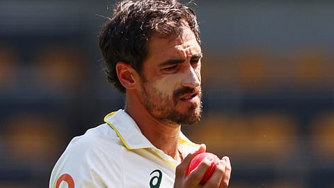 Australia's Mitchell Starc ready to bowl during the second Ashes cricket test match between Australia and England in Brisbane