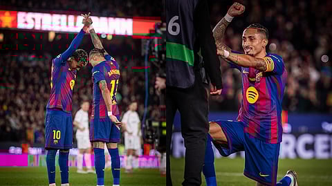 Lamine Yamal - Raphinha, Raphinha celebrates.