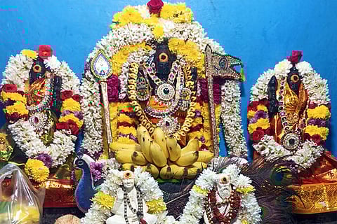 சிறப்பு அலங்காரத்தில் வள்ளி தெய்வானை சமேத முருகப் பெருமான்.