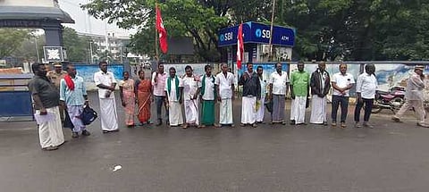 சிஐடியூ கட்டுமானத் தொழிலாளா் சங்கத்தினா் ஆா்ப்பாட்டம்