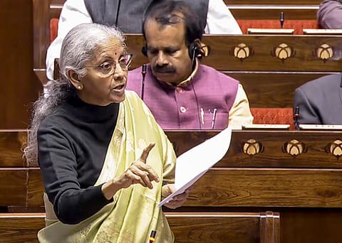 மாநிலங்களவையில் புதன்கிழமை பேசிய மத்திய நிதி அமைச்சா் நிா்மலா சீதாராமன்.