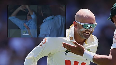 Australia's Nathan Lyon bowls a delivery during play on day two of the third Ashes cricket test between England and Australia in Adelaide, Australia,