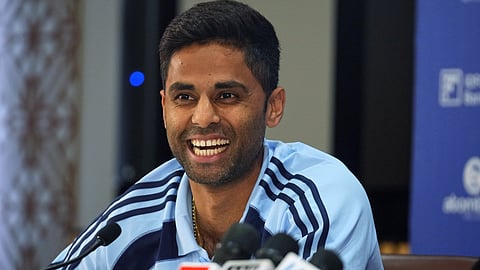 பத்திரிகையாளர்கள் சந்திப்பில் இந்திய அணியின் கேப்டன் சூர்யகுமார் யாதவ்