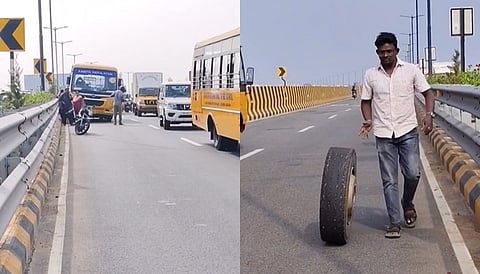 பள்ளி வேன் சக்கரம்