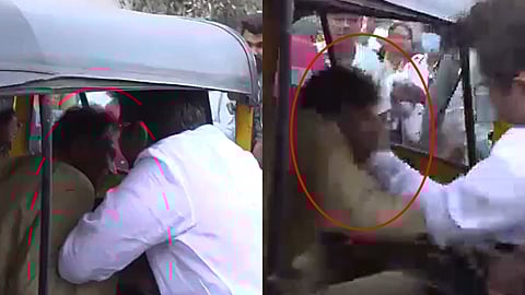 ஆட்டோ ஓட்டுநரை கன்னத்தில் அறையும் எம்.எல்.ஏ.,