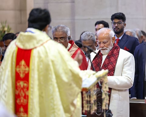 PM Modi attends Christmas morning service at Cathedral Church of the Redemption in Delhi