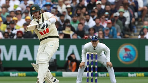 Australia's Steve Smith bats against England during their Ashes cricket test match in Melbourne, Friday