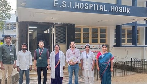 ஒசூா் இ.எஸ்.ஐ. மருத்துவமனையை ஆய்வுசெய்த தில்லி அதிகாரிகள்.