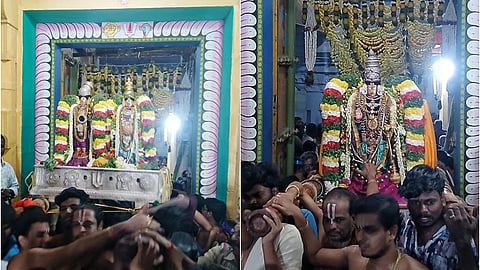 வைகுண்ட வாசல் வழியாக எழுந்தளிய பெருமாள்.