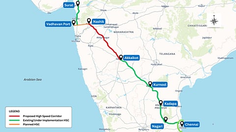 சென்னை, கடப்பா, கா்னூல், அக்கல்கோட், நாசிக், சூரத் ~6 வழி நாசிக்-சோலாபூா் (அக்கல்கோட்) வழித்தடம்
